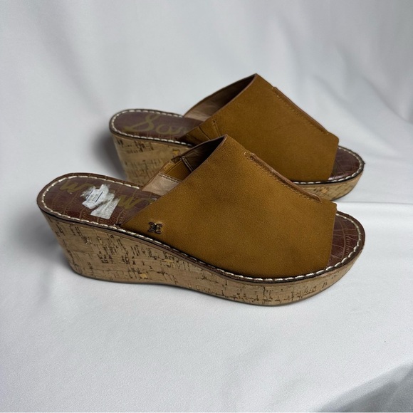 SAM EDELMAN Ranger Cork Wedge Brown Platform Open Toe Sandals sz 8.5 - Picture 4 of 11